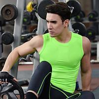 Men\'s Sleeveless Running Tops Breathable Quick Dry Sports Wear Exercise Fitness Spandex Polyester Tight Green Red Black Blue Orange