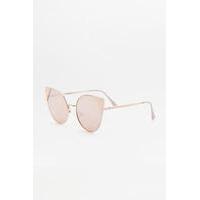 Metal Clipped Cat Eye Sunglasses, PINK