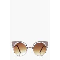 Metal Exaggerated Cat Eye Sunglasses - gold