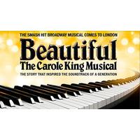Meal and Top Price \'Beautiful\' Theatre Tickets for Two