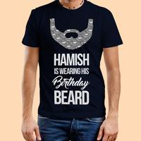 mens custom birthday beard navy t shirt