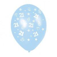 Metallic Latex Balloon Age 21 Icy Blue (pack Of 5)