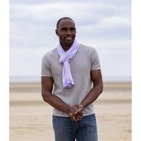 mens silk and cotton fine stripe scarf 1size lilacwhite