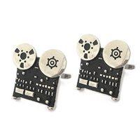 mens cufflinks in retro tape recorder design