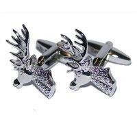 mens cufflinks in stag bust design