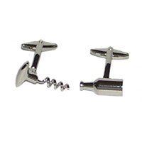 mens cufflinks in bottle and corkscrew design