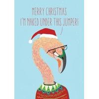 merry christmas flamingo unusual christmas card bc1652