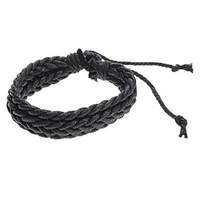 Men\'s Solid Color Cow Leather Cord Bracelet Christmas Gifts
