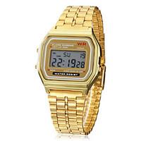 Men\'s Watch Dress Watch Multi-Function Square Digital LCD Dial Alloy Band Wrist Watch Cool Watch Unique Watch Fashion Watch