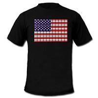 Mens Light Up LED T-shirt American flag pattern Sound and Music Activated Equalizer for Party Bar Raver