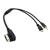 Media In AMI MDI to Stereo 3.5mm Audio Aux Micro USB Charge Adapter Cable For Car VW AUDI 2014 A4 A6