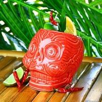 Mexican Day of the Dead Skull Mug Red 17.6oz / 500ml (Case of 24)