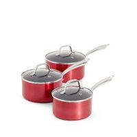 Metallic Effect 3 Piece Saucepan Set