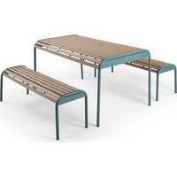 Mead Outdoor Bench Set, Graphite Blue