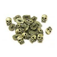 Metal Skull Buttons 17mm Antique Brass