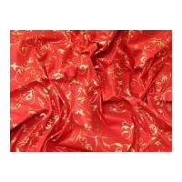 Metallic Foil Print Christmas Swirls Cotton Fabric Red