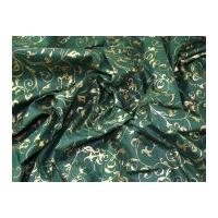 Metallic Foil Print Christmas Swirls Cotton Fabric Green