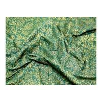 Metallic Gold Holly Print Christmas Cotton Fabric Green