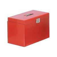 Metal Home File Box (A4/Foolscap) Red for Suspension Files
