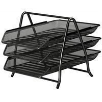 Mesh Front Load 3-Tier Letter Tray (Black)