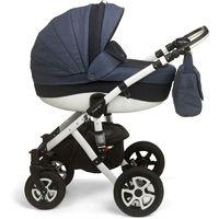Mee-Go Milano Sport White Chassis Travel System with Car Seat-Heritage Blue