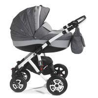 Mee-Go Milano Sport White Chassis Travel System with Car Seat-Dove Grey
