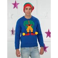 Mens Christmas Elf Sweater and Hat in James C. Brett Top Value DK (JB270)