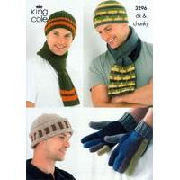Mens Hats, Scarves and Gloves in King Cole DK and King Cole Chunky (3296)