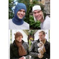 Men\'s Hats, Balaclava, Scarves & Hats in King Cole DK, Aran and Chunky (3445)