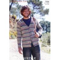 Mens V Neck Cardigan in Sirdar Crofter DK (7336)