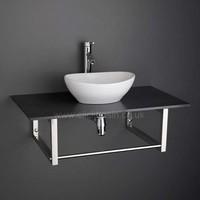 messina oval ceramic bathroom basin with 90cm x 50cm black shelf and m ...