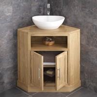 Messina Ceramic Sink and Cube Solid Oak Wide Corner Cabinet