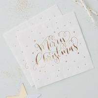 Merry Christmas Foiled Napkins - Gold