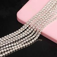 Meters Silver Tone Clear Crystal Rhinestone Chain Line 3D Alloy 1m Handmade DIY Craft Material/Clothing Accessories