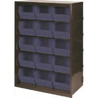 metal bin cupboard with 15 polypropylene bins dark grey black 371831