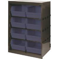 Metal Bin Cupboard With 8 Polypropylene Bins Dark Grey Black 371837