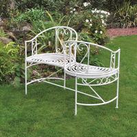 Metal Cream Vintage Kissing Chair Love Seat by Kingfisher