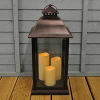 Medium Battery Operated Candle Lantern in Black by Kingfisher