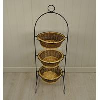 Metal Frame with Three Willow Baskets Vegetable Rack (Warehouse Second)