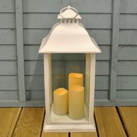 Medium Battery Operated Candle Lantern in White by Kingfisher
