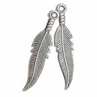 Medium Antique Silver Plated Feather Embellishment