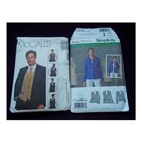 Men\'s Waistcoat, Tie & Bow Tie Pattern and Women\'s Jacket Patterns - McCalls\'s 2524 and Simplicity 2446