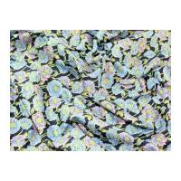 Metallic Floral Print Cotton Poplin Fabric Blue