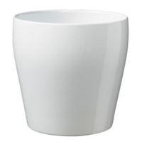 Messina Round Ceramic White Plant Pot (H)16cm (Dia)16cm