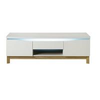 Megan LCD TV Stand In White Gloss With Wooden Base