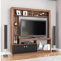 Melrose Entertainment Unit In Walnut And Black With 2 Doors