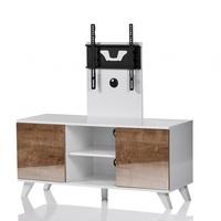 Merlin Cantilever TV Stand In White And Oak With 2 Doors