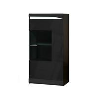 Merida Display Cabinet In Black Lacquer With 1 Door And LEDs