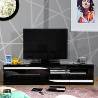 Merida TV Cabinet In Black Lacquer With 2 Drawers And LED Lights