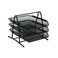Mesh Front Load 3-Tier Letter Tray (Black)